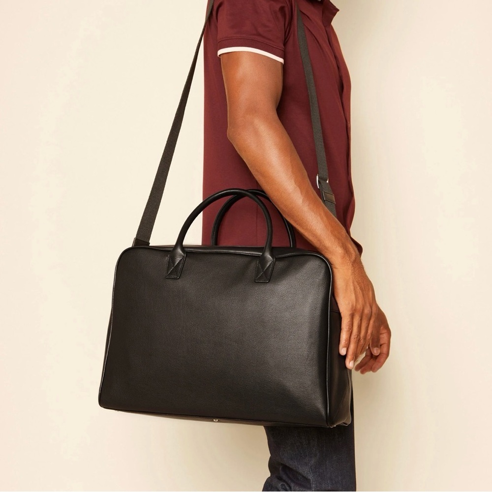 Leatherology Harwood Weekender Bag Black Leather Duffel NWOT READ DESCRIPTION